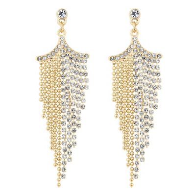 Gold diamante tiered drop earring